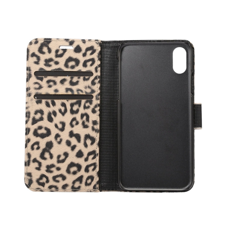 For iPhone X Leopard Pattern PU + PC Horizontal Flip Leather Protective Case with Holder & Card Slots, For X