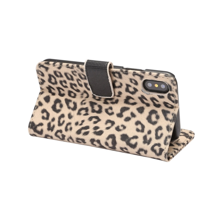 For iPhone X Leopard Pattern PU + PC Horizontal Flip Leather Protective Case with Holder & Card Slots, For X
