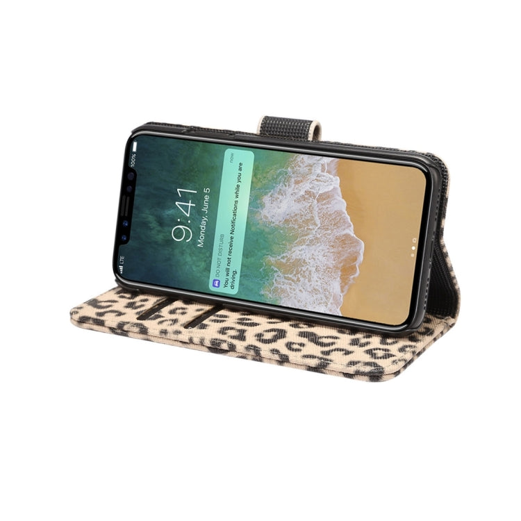 For iPhone X Leopard Pattern PU + PC Horizontal Flip Leather Protective Case with Holder & Card Slots, For X