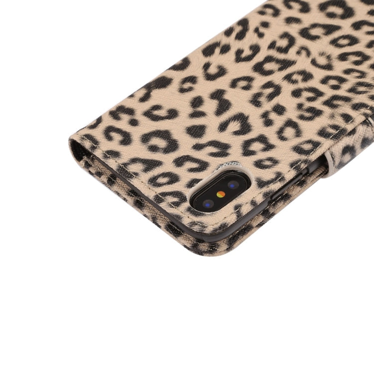 For iPhone X Leopard Pattern PU + PC Horizontal Flip Leather Protective Case with Holder & Card Slots, For X