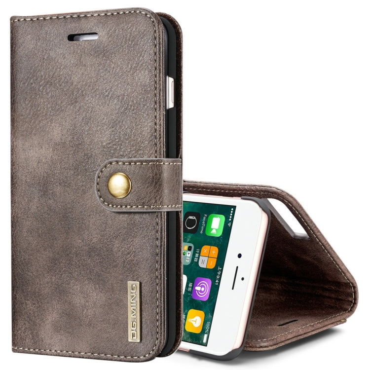 DG.MING for iPhone 8 Plus & iPhone 7 Plus Crazy Horse Texture Horizontal Flip Detachable Magnetic Protective Case with Holder & Card Slots & Wallet, iPhone 8P & 7P