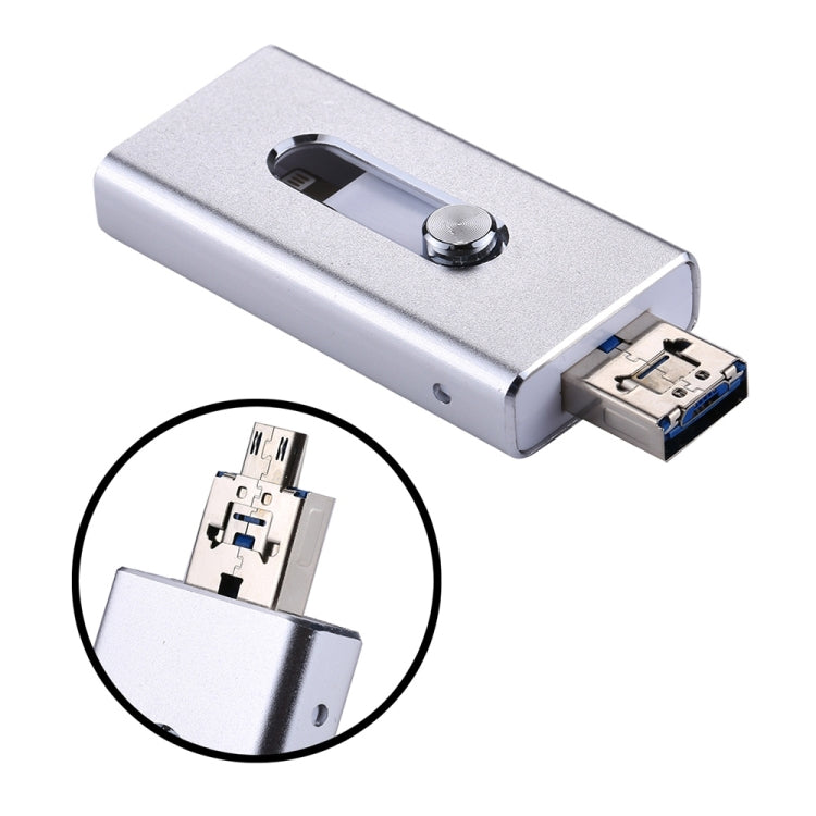 RQW-02  3 in 1 USB 2.0 & 8 Pin & Micro USB 16GB Flash Drive, RQW-02 Black, RQW-02 Gold, RQW-02 Blue, RQW-02 Red, RQW-02 Silver