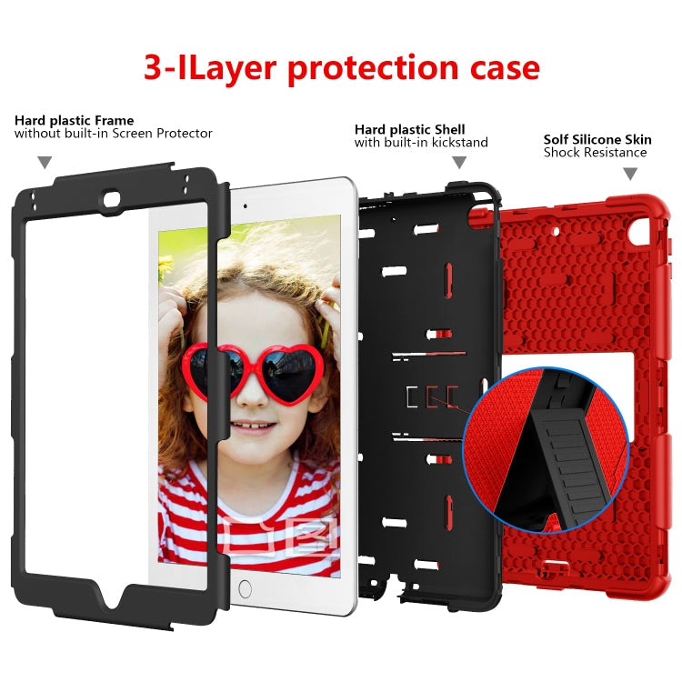 Shockproof Two-color Silicone Protection Shell for iPad Mini 2019 & 4, with Holder (Rose Red+Blue), IPRO0183A, IPRO0183B, IPRO0183C, IPRO0183D, IPRO0183E, IPRO0183F, IPRO0183G, IPRO0183H, IPRO0183I, IPRO0183J, IPRO0183K