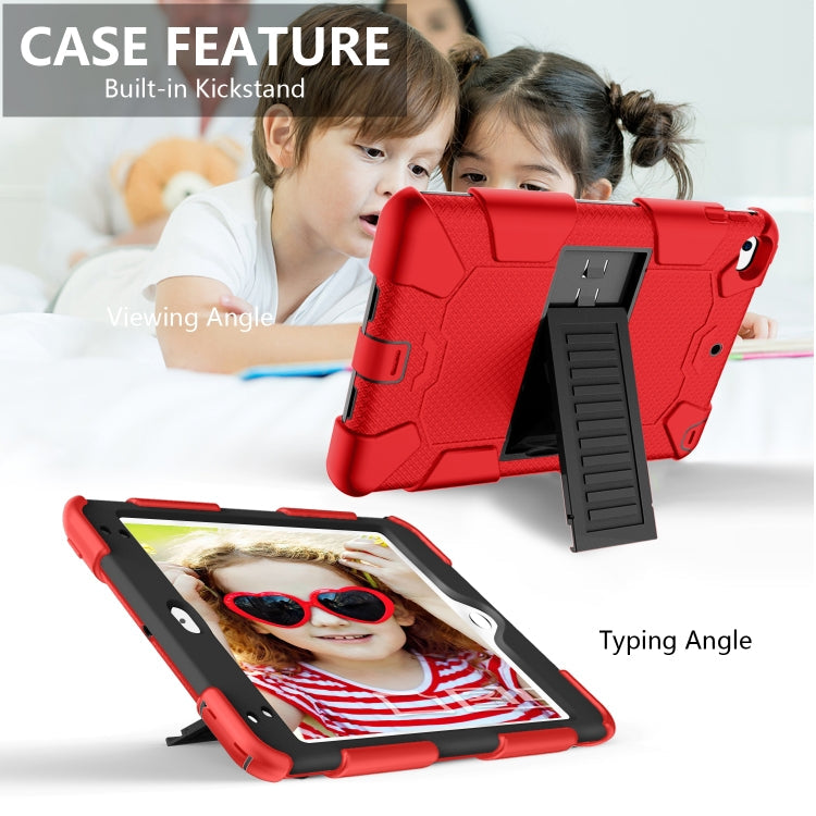 Shockproof Two-color Silicone Protection Shell for iPad Mini 2019 & 4, with Holder (Rose Red+Blue), IPRO0183A, IPRO0183B, IPRO0183C, IPRO0183D, IPRO0183E, IPRO0183F, IPRO0183G, IPRO0183H, IPRO0183I, IPRO0183J, IPRO0183K