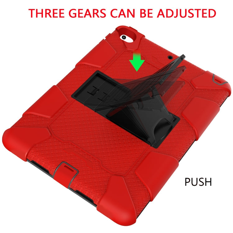 Shockproof Two-color Silicone Protection Shell for iPad Mini 2019 & 4, with Holder (Rose Red+Blue), IPRO0183A, IPRO0183B, IPRO0183C, IPRO0183D, IPRO0183E, IPRO0183F, IPRO0183G, IPRO0183H, IPRO0183I, IPRO0183J, IPRO0183K