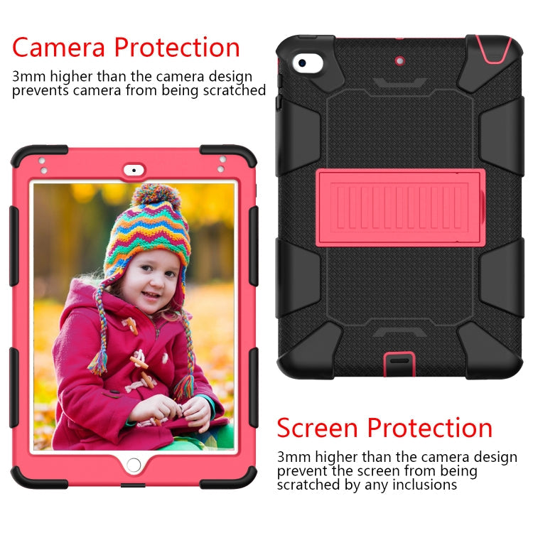 Shockproof Two-color Silicone Protection Shell for iPad Mini 2019 & 4, with Holder (Rose Red+Blue), IPRO0183A, IPRO0183B, IPRO0183C, IPRO0183D, IPRO0183E, IPRO0183F, IPRO0183G, IPRO0183H, IPRO0183I, IPRO0183J, IPRO0183K