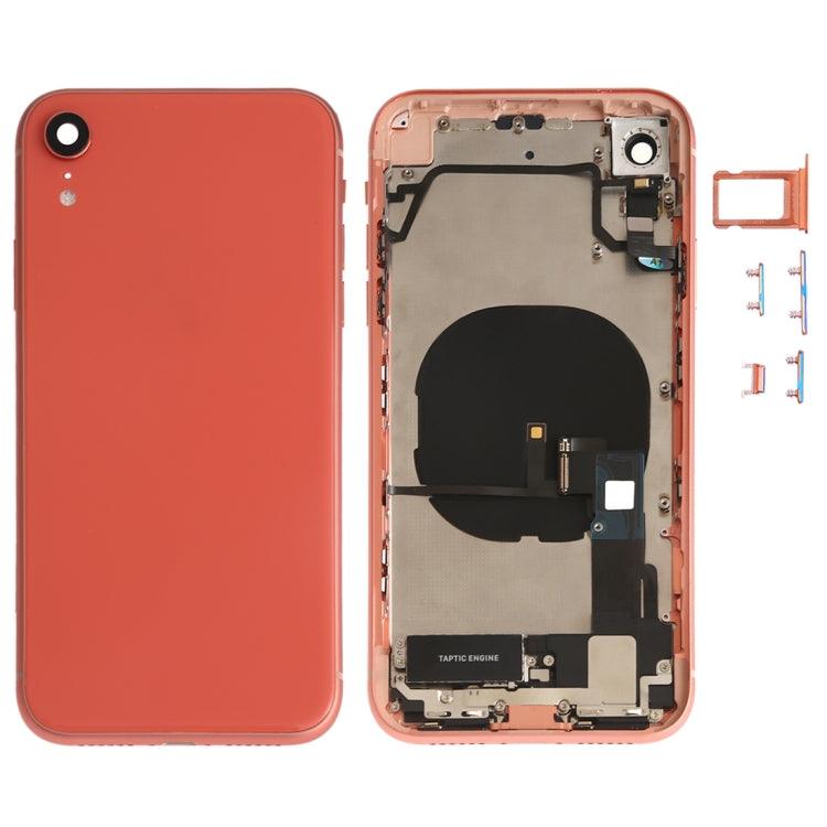Battery Back Cover Assembly (with Side Keys & Speaker Ringer Buzzer & Motor & Camera Lens & Card Tray & Power Button + Volume Button + Charging Port + Signal Flex Cable & Wireless Charging Module) for iPhone XR, For iPhone XR (Full Assembly)...