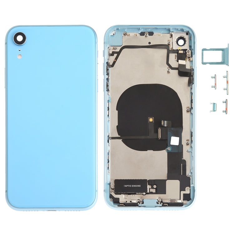 Battery Back Cover Assembly (with Side Keys & Speaker Ringer Buzzer & Motor & Camera Lens & Card Tray & Power Button + Volume Button + Charging Port + Signal Flex Cable & Wireless Charging Module) for iPhone XR, For iPhone XR (Full Assembly)...