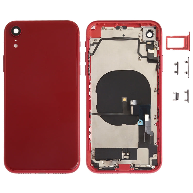 Battery Back Cover Assembly (with Side Keys & Speaker Ringer Buzzer & Motor & Camera Lens & Card Tray & Power Button + Volume Button + Charging Port + Signal Flex Cable & Wireless Charging Module) for iPhone XR, For iPhone XR (Full Assembly)...