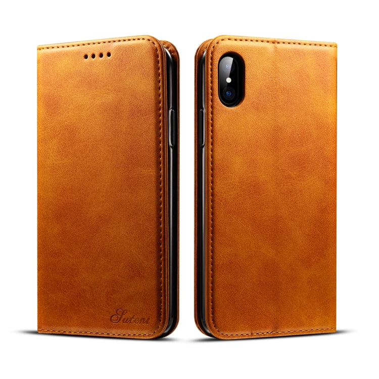For iPhone X / XS Suteni Calf Texture Horizontal Flip Leather Case with Holder & Card Slots & Wallet, iPhone X / XS