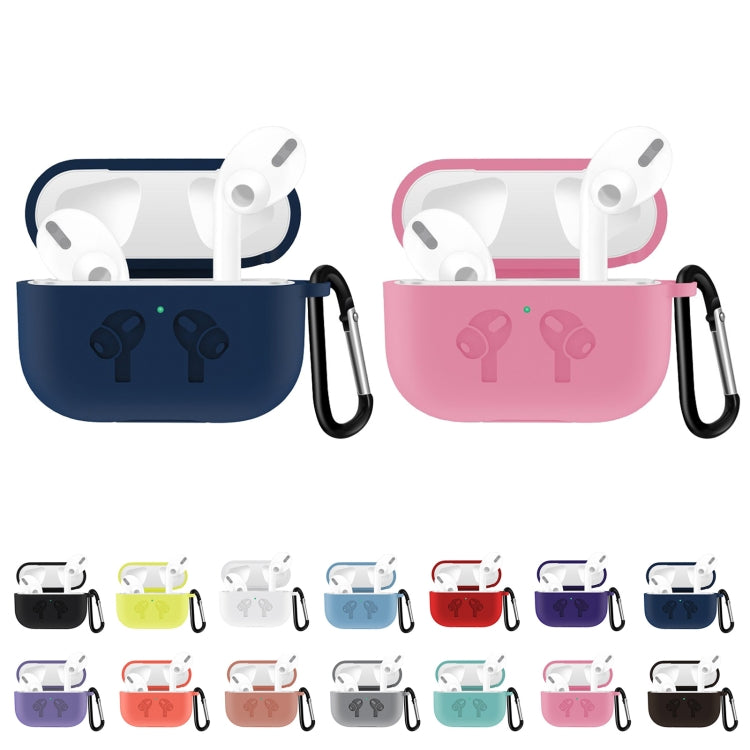 For AirPods Pro Silicone Flip Cover Earphone Protective Case with Anti-drop Buckle, Black, Baby Blue, Coffee, White, Dark Blue, Yellow, Pink, Green, Grey, Light Pink, Watermelon Red, Light Purple, Purple, Red