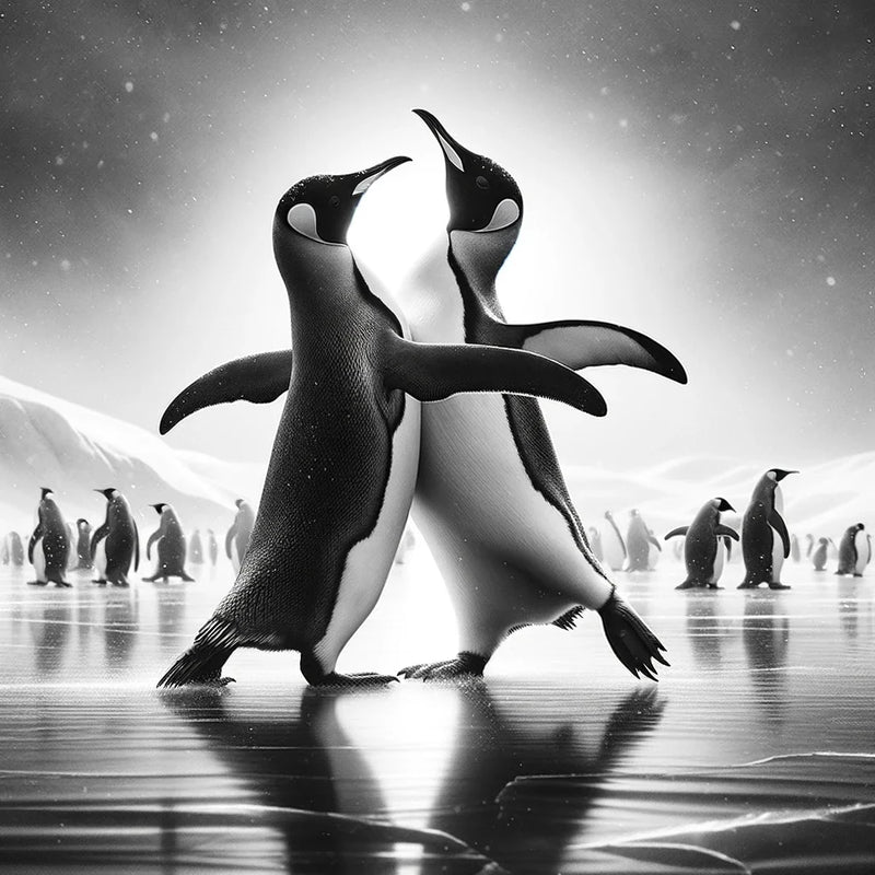 Ice Ballet: Penguin Duo Canvas