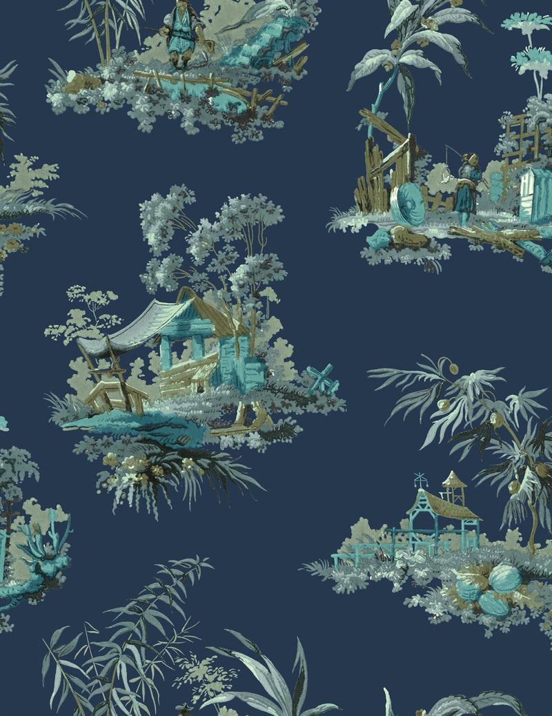 Vintage Oriental Wallpaper - Grey