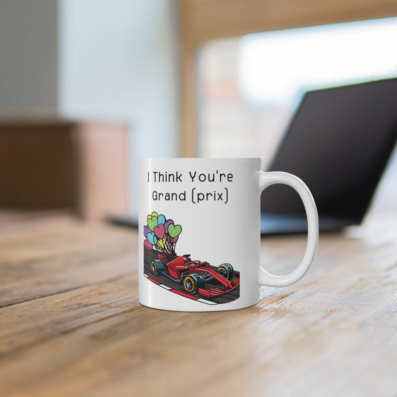 I Think You're Grand Prix Mug – Racing Car Balloon Design