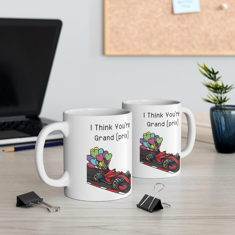 I Think You're Grand Prix Mug – Racing Car Balloon Design