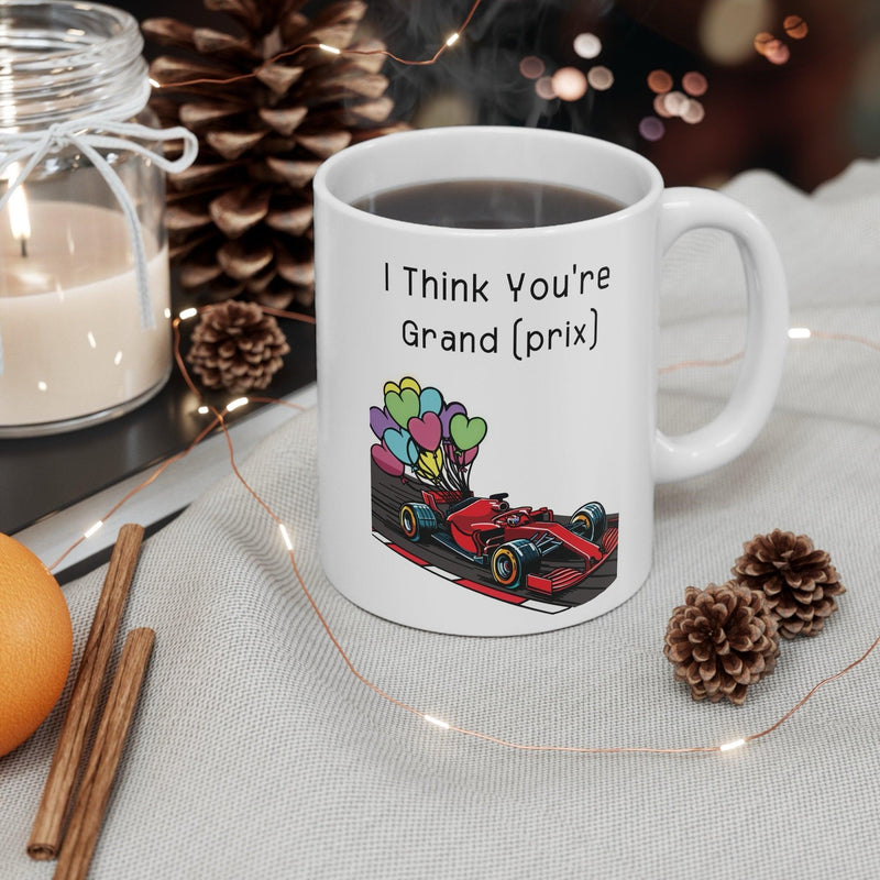 I Think You're Grand Prix Mug – Racing Car Balloon Design