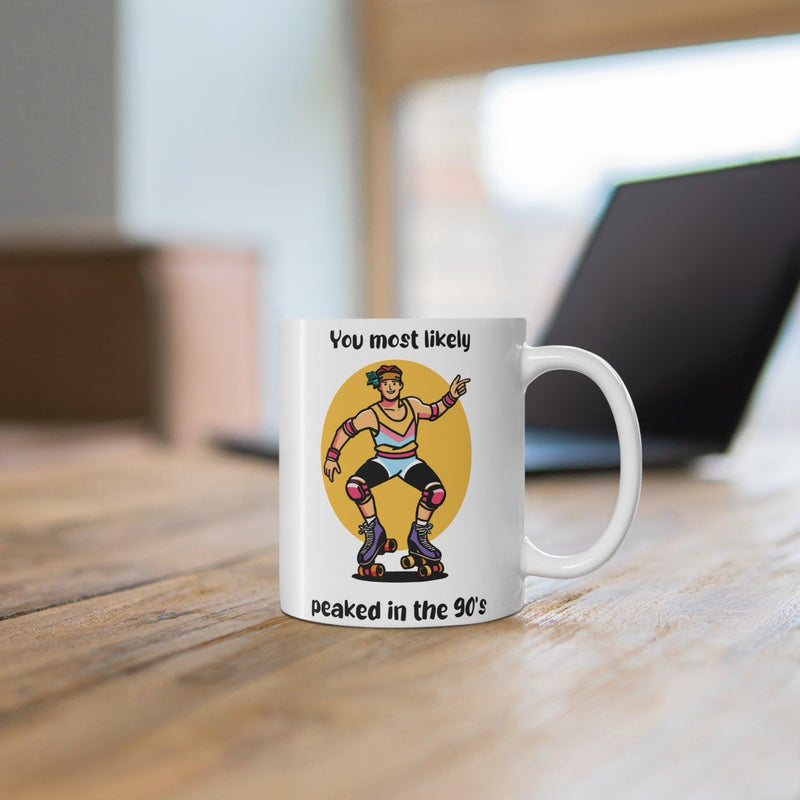 Peaked in the 90s Mug – Retro Roller Disco Vibes