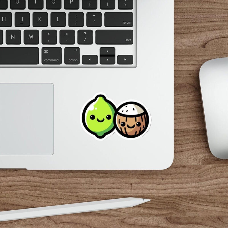 Lime and Coconut Cartoon Sticker – Tropical Waterproof
