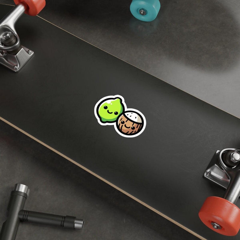 Lime and Coconut Cartoon Sticker – Tropical Waterproof