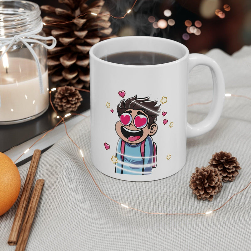 Heart-Eyed Cartoon Mug – Cute Love Eyes Coffee Cup