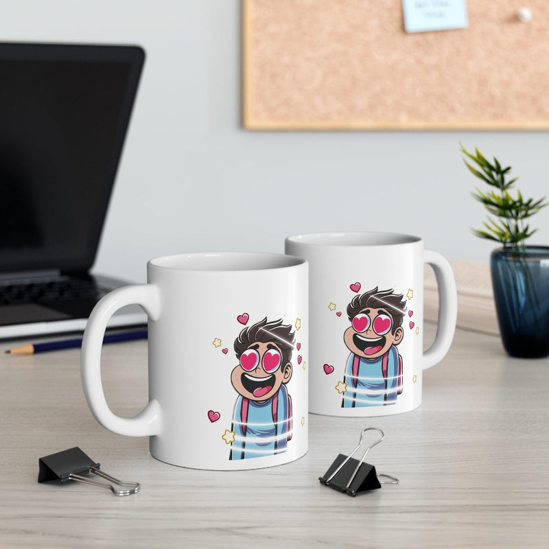 Heart-Eyed Cartoon Mug – Cute Love Eyes Coffee Cup