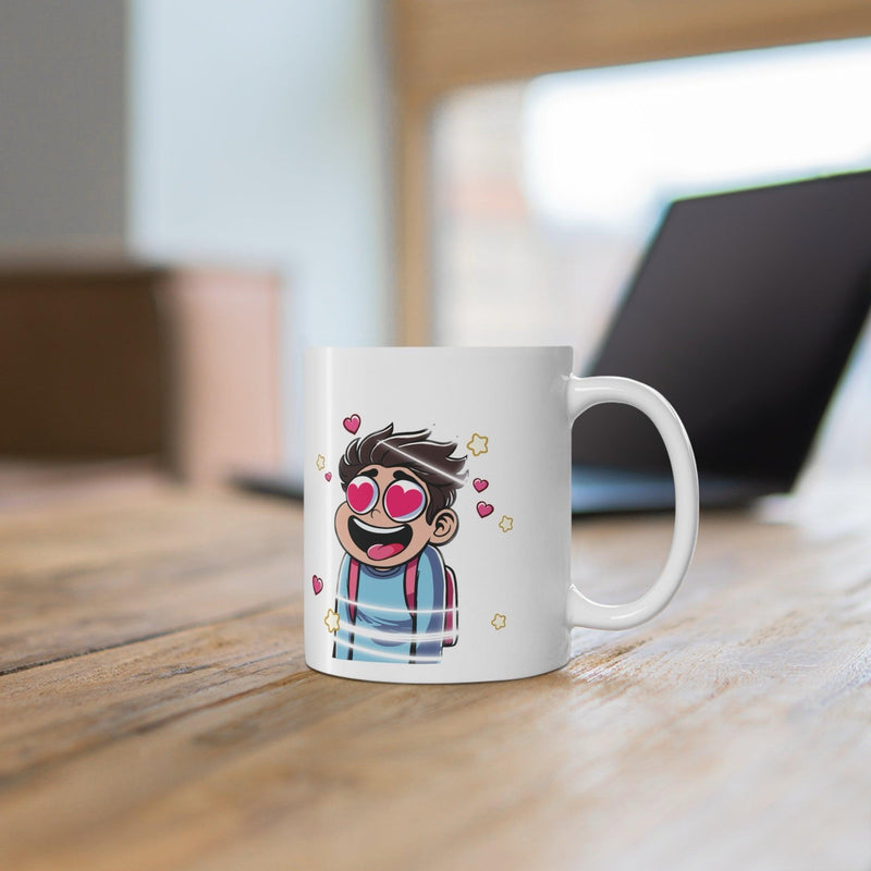 Heart-Eyed Cartoon Mug – Cute Love Eyes Coffee Cup