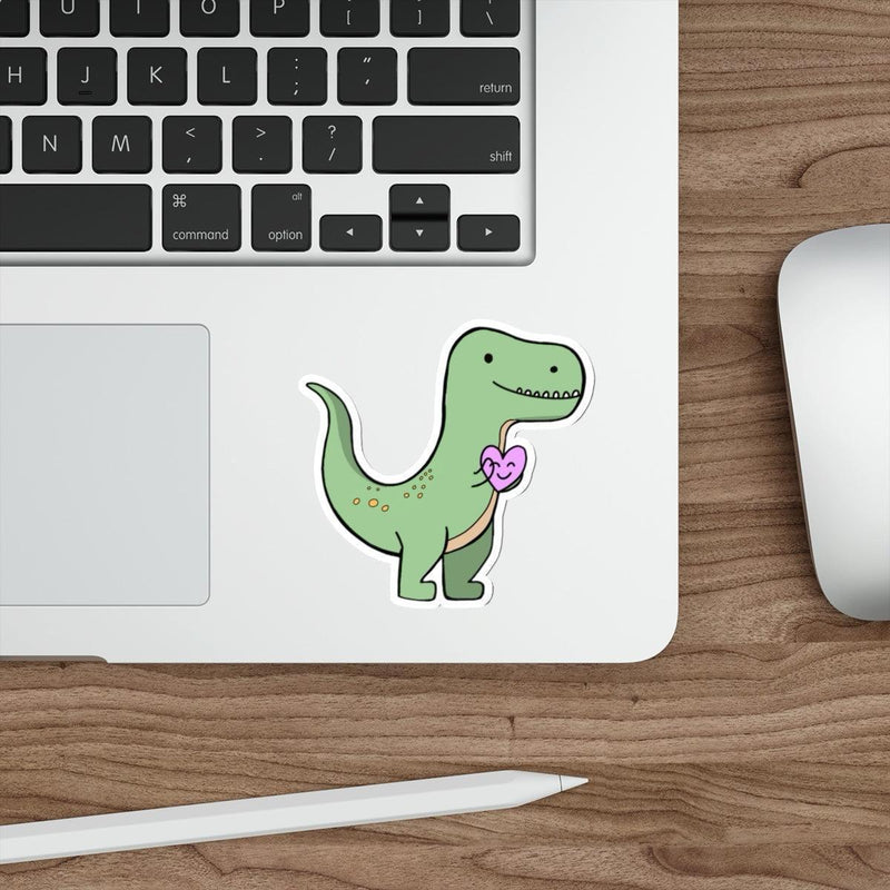 T-Rex Sticker with Heart – Bold Dino Love Vinyl Decal