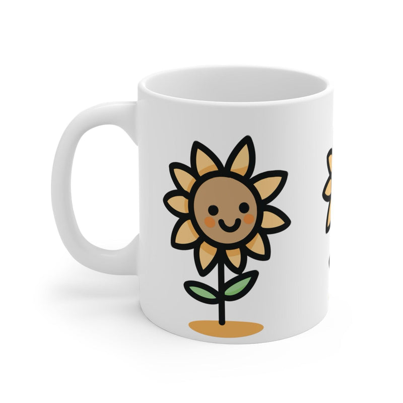 Hand-Drawn Sunflower Ceramic Mug | 11 oz Bright Gift