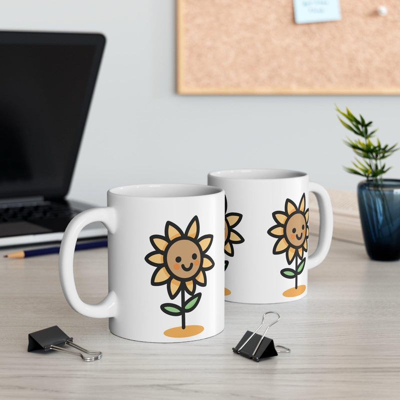 Hand-Drawn Sunflower Ceramic Mug | 11 oz Bright Gift