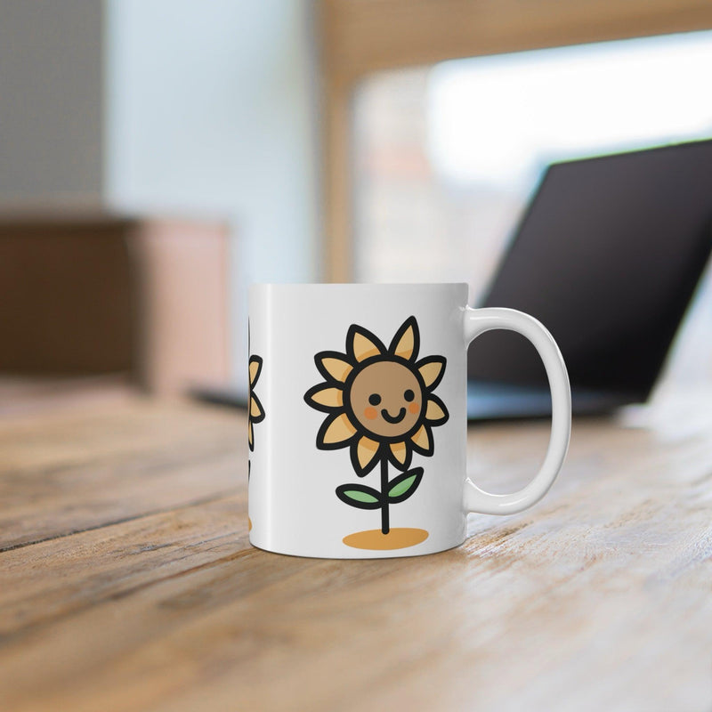 Hand-Drawn Sunflower Ceramic Mug | 11 oz Bright Gift