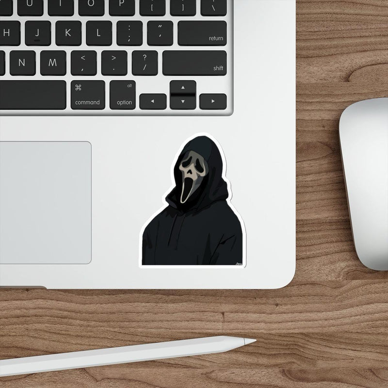 Spooky Ghost Face Sticker – Durable, Handmade & Bold