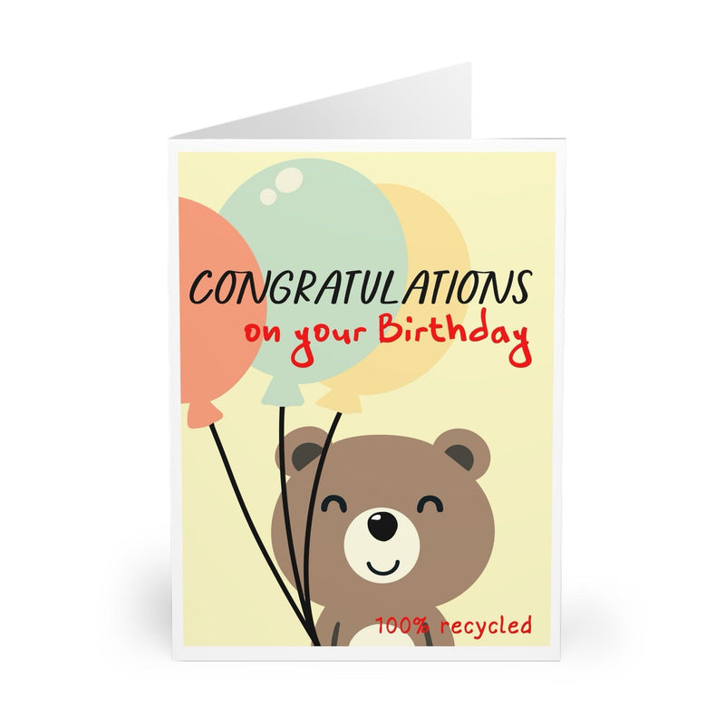 Eco Funny Birthday Card | Bear & Balloons – 100% Recycled