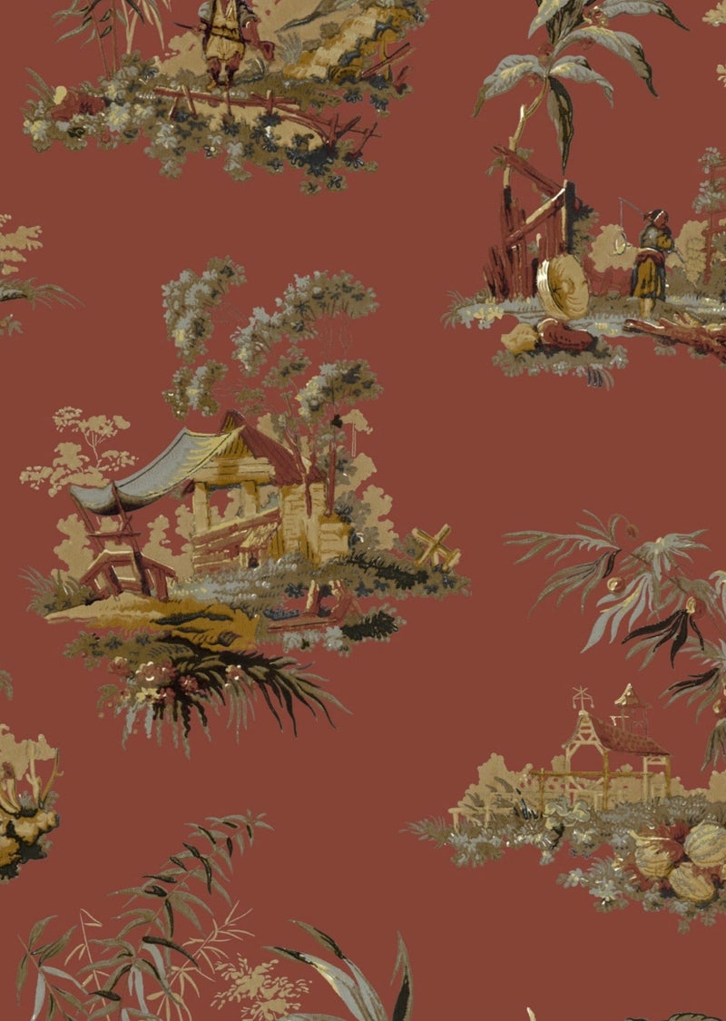 Vintage Oriental Wallpaper - Chinese Red