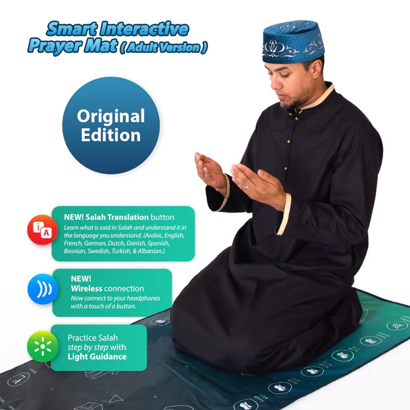 Adults & Reverts Interactive Prayer Mat (Teal) | Learn Salah Step by Step