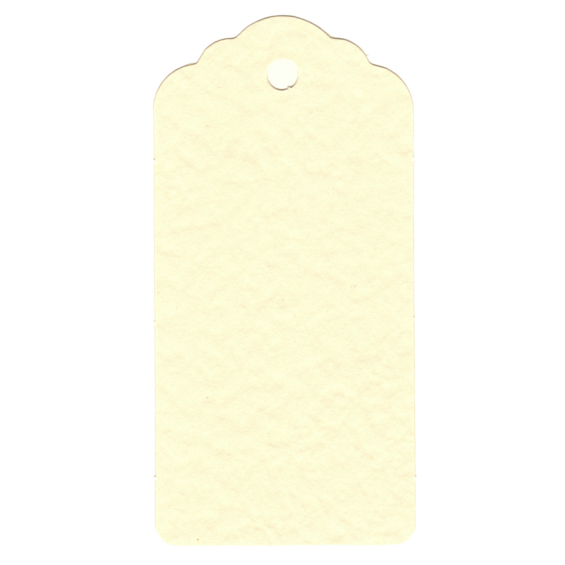 100 Rectangle Scalloped Gift Tags with White Satin Ribbon - 21 Colours Christmas