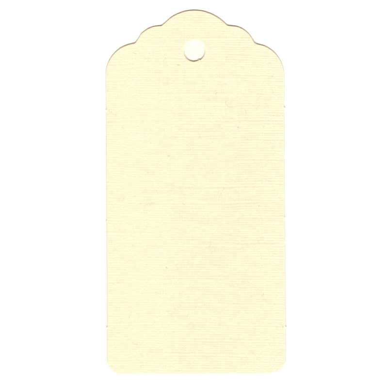 100 Rectangle Scalloped Gift Tags with White Satin Ribbon - 21 Colours Christmas