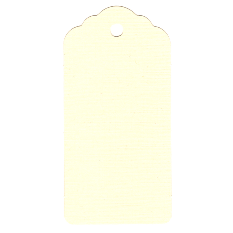 100 Rectangle Scalloped Gift Tags with White Satin Ribbon - 21 Colours Christmas