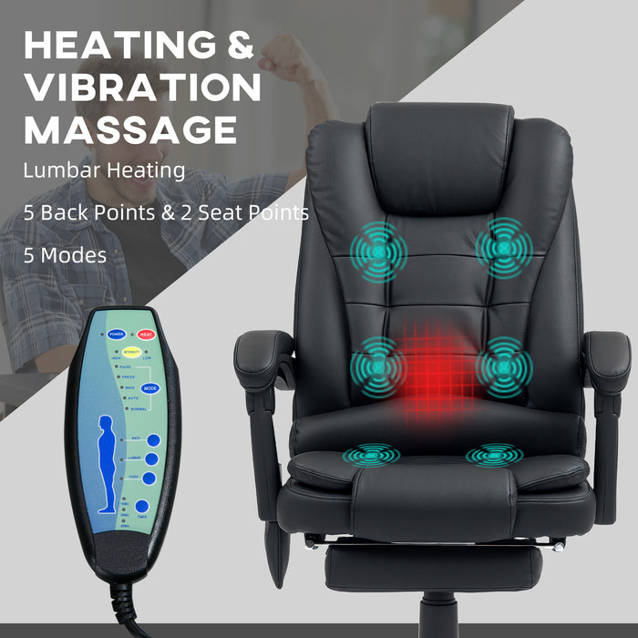Vinsetto Ergonomic Heated 6 Points Vibration Massage Office Chair Black