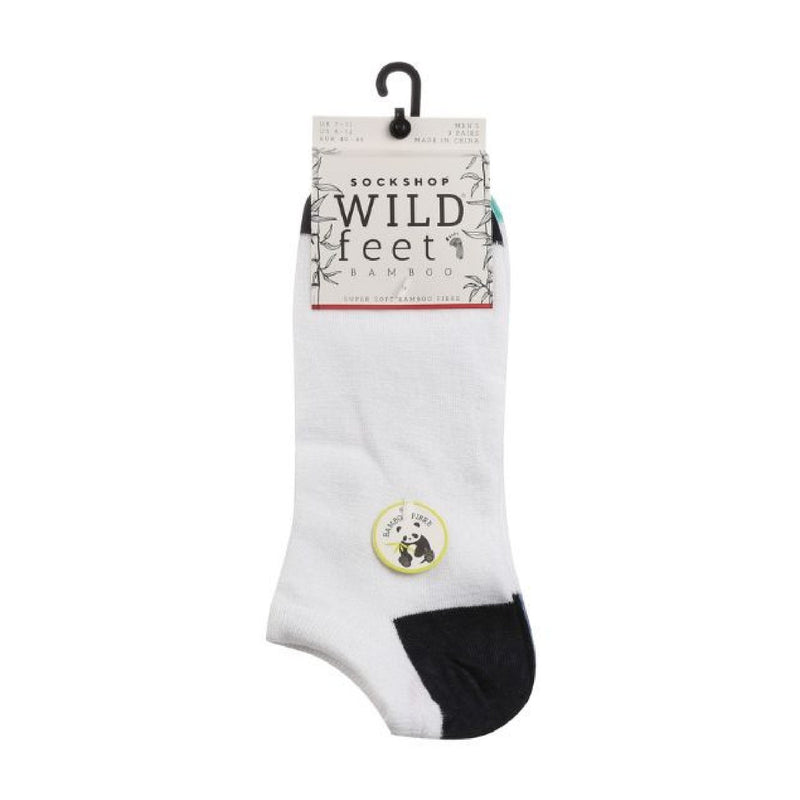 3 Pack Mens Bamboo Trainer Socks with Coloured Heel & Toe