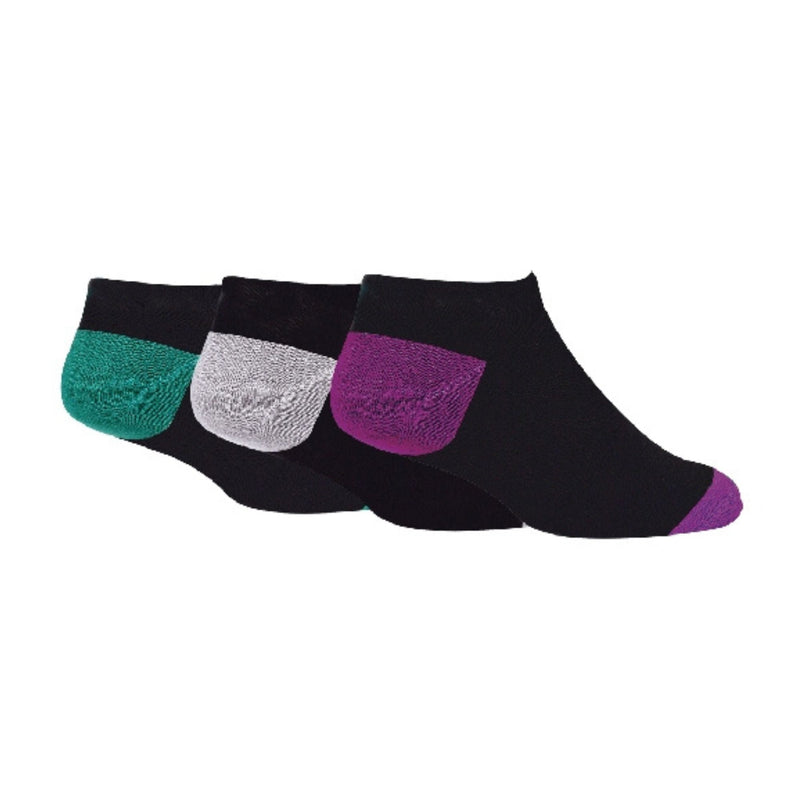 3 Pack Mens Bamboo Trainer Socks with Coloured Heel & Toe