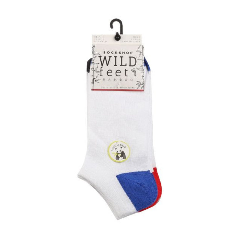 5 Pack Mens Bamboo Trainer Socks with Coloured Heel & Toe