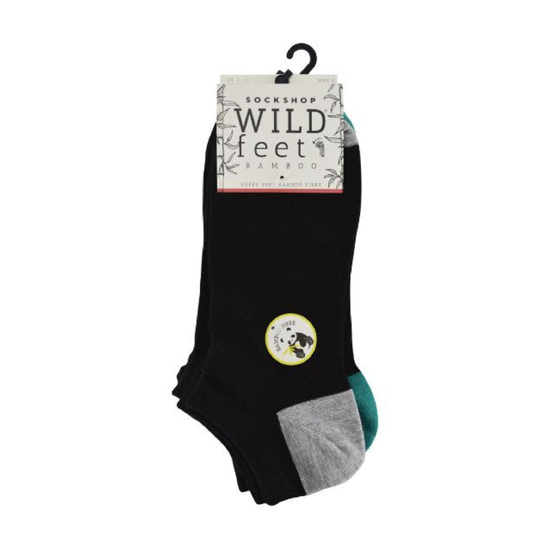 5 Pack Mens Bamboo Trainer Socks with Coloured Heel & Toe