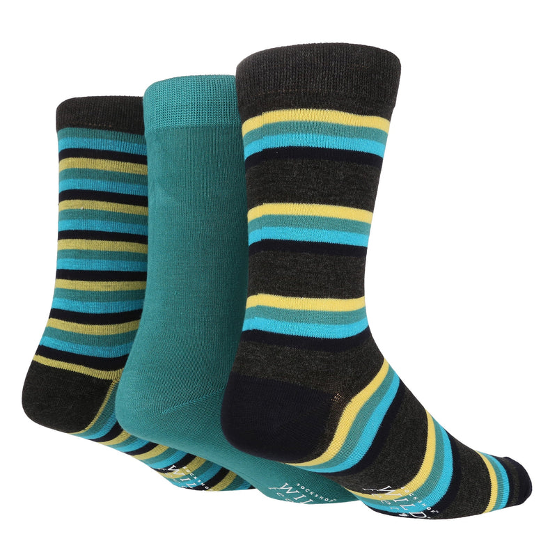 6 Pairs Mens Multipack Bamboo Dress Socks with Stylish Stripes and Polka Dots