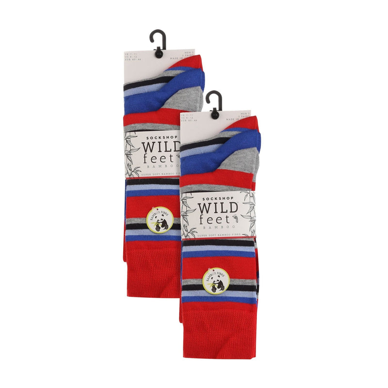 6 Pairs Mens Multipack Bamboo Dress Socks with Stylish Stripes and Polka Dots