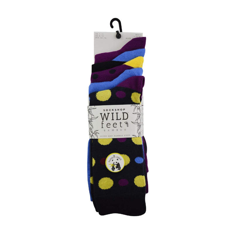 5 Pack Mens Colourful Striped Patterned Bamboo Dress Socks