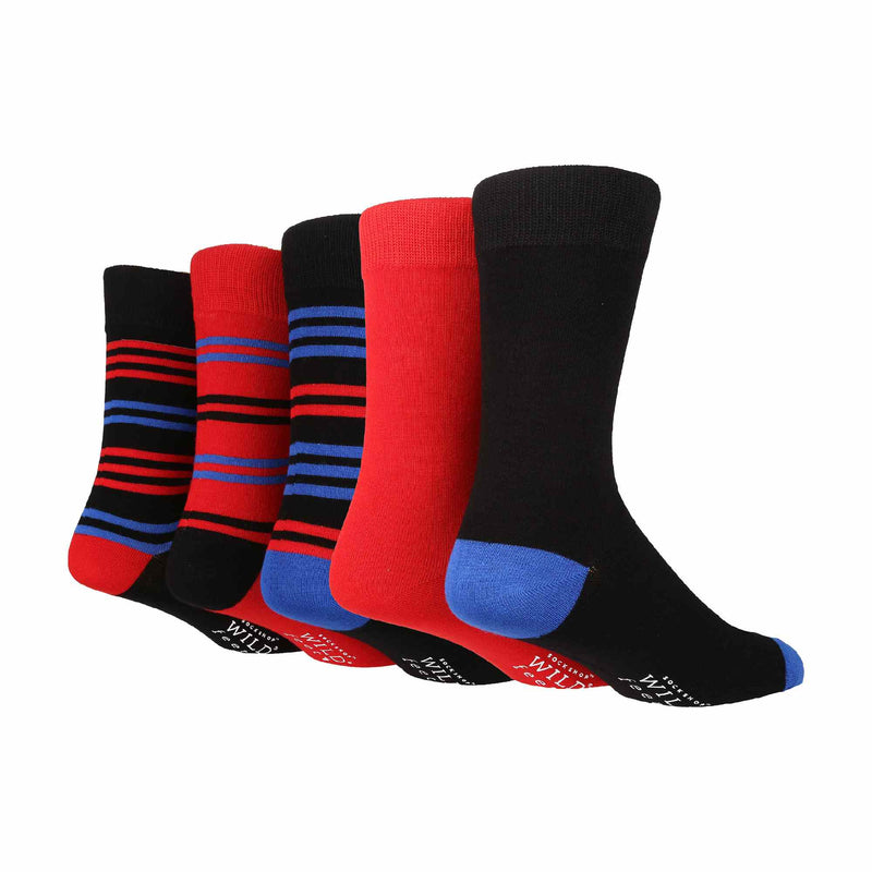 5 Pack Mens Colourful Striped Patterned Bamboo Dress Socks