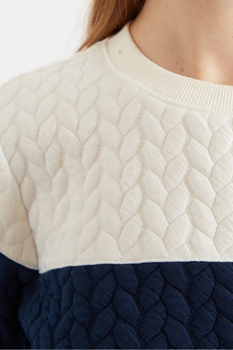 Jan 2 Colour Sweatshirt - Navy and White
