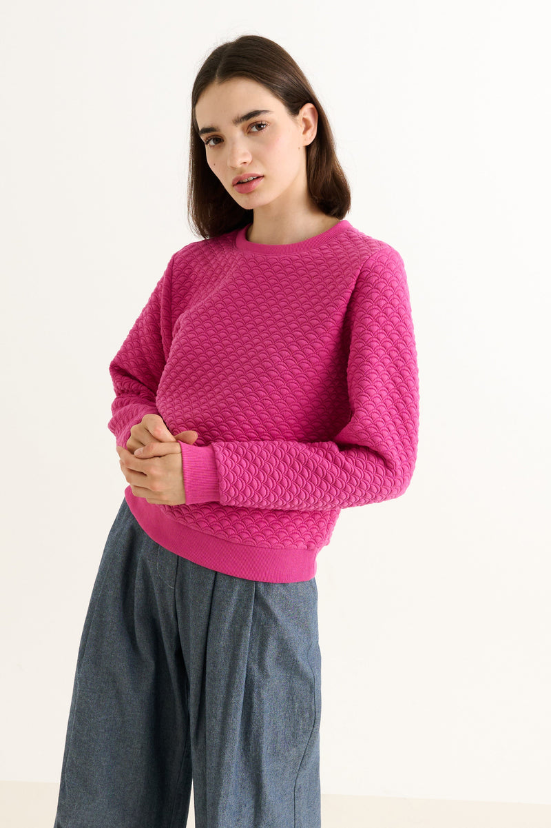 Jan Scallop Quilt Sweatshirt - Pink
