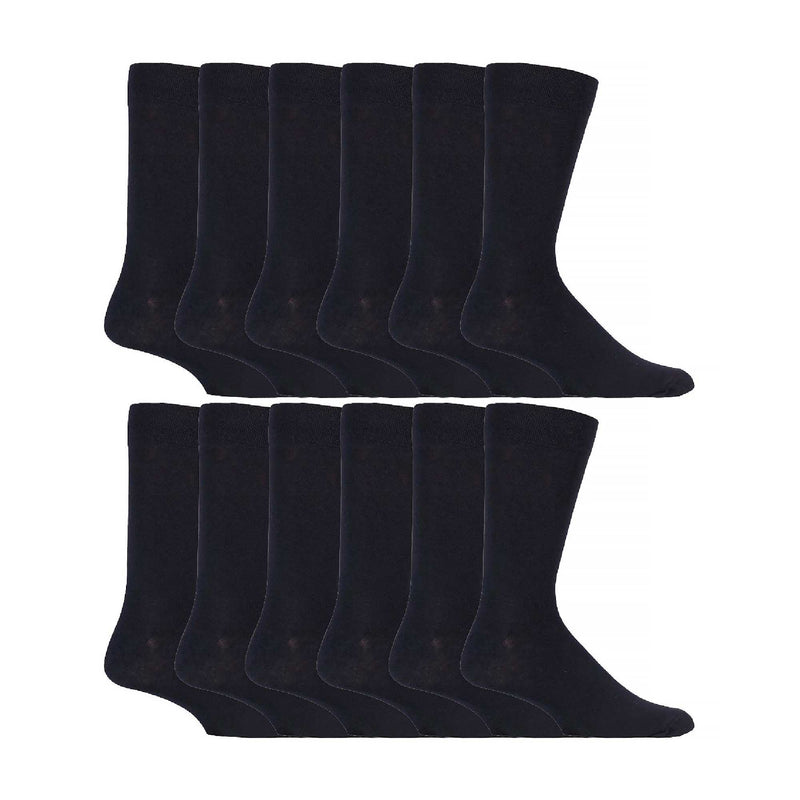 Mens Cotton Plain Black Dress Socks (Multipack Options)