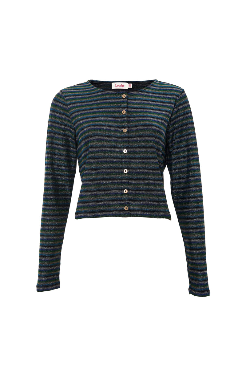 Jayda Sparkle Stripe Cardigan - Silver